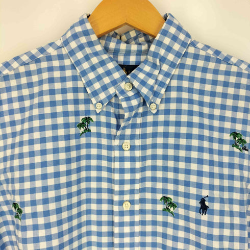 ポロラルフローレン POLO RALPH LAUREN CLASSIC FIT ポニー刺繍 ヤシの木刺繍 ボタンダウンギンガムチェックシャツ メンズ import:L