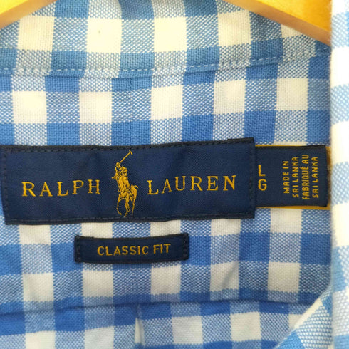 ポロラルフローレン POLO RALPH LAUREN CLASSIC FIT ポニー刺繍 ヤシの木刺繍 ボタンダウンギンガムチェックシャツ メンズ import:L