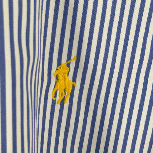 ラルフローレン RALPH LAUREN 90-00s CUSTOM FIT スモールポニー刺繍 ボタンダウンストライプL/Sシャツ メンズ import:M