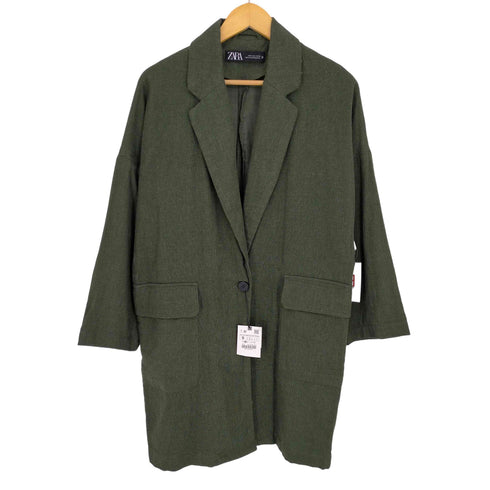 ザラ ZARA レーヨンリネン混 ラスティックコート チェスターコート レディース import:S