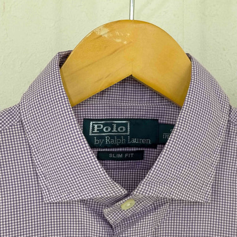 ポロバイラルフローレン Polo by RALPH LAUREN 90-00s SLIM FIT ポニー無し チェックL/Sシャツ メンズ import:S