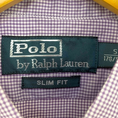 ポロバイラルフローレン Polo by RALPH LAUREN 90-00s SLIM FIT ポニー無し チェックL/Sシャツ メンズ import:S