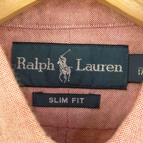 ラルフローレン RALPH LAUREN 90-00s SLIM FIT スモールポニー刺繍 ボタンダウンL/Sシャツ メンズ import:S