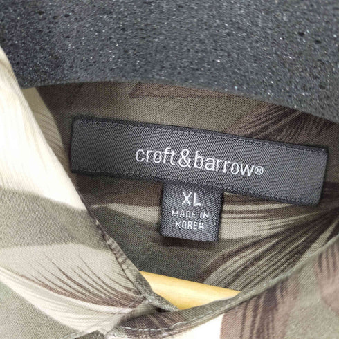 クラフトアンドバロー Croft&Barrow リーフ柄 レーヨンアロハシャツ メンズ JPN:XL