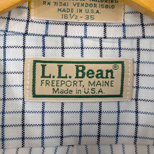 エルエルビーン L.L.Bean 80s MADE IN USA コットンポリ 片ポケボタンダウンL/Sチェックシャツ メンズ 16 1/2 - 35