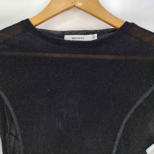 マウジー moussy FLOCKEY TULLE TOP フロッキーチュールトップス レディース FREE