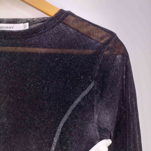 マウジー moussy FLOCKEY TULLE TOP フロッキーチュールトップス レディース FREE