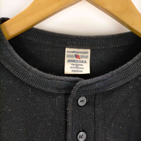 アヴィレックス AVIREX Long T-shirt Daily Rib Henley Neck Tee メンズ JPN:M