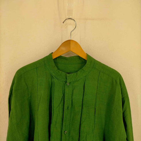BAREFOOT HANK DYED-PURE COTTON ガーメントダイ バンドカラーL/Sシャツ メンズ import:L