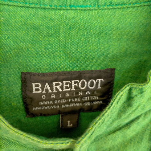 BAREFOOT HANK DYED-PURE COTTON ガーメントダイ バンドカラーL/Sシャツ メンズ import:L