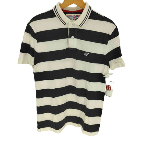 ポロジーンズカンパニーラルフローレン POLO JEANS COMPANY RALPH LAUREN 67ワッペン ボーダー S/S ポロ シャツ メンズ import:M