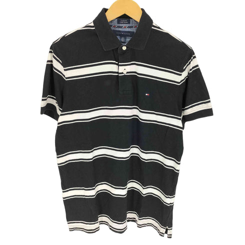 トミーヒルフィガー TOMMY HILFIGER Custom Fit Coupe Ajustee ロゴ刺繍 ボーダー S/S ポロ シャツ メンズ import:M