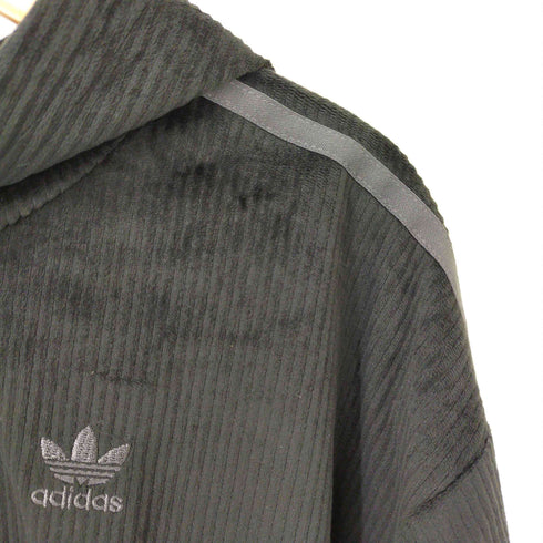 アディダス adidas 20AW トレフォイルロゴ刺繍 ベロア プルオーバーパーカー レディース import:XS