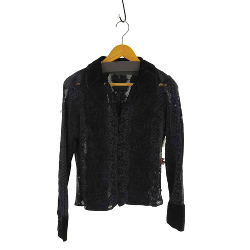 ザラ ZARA レース ベロア スキッパーシャツ レディース import:M