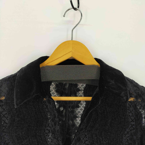 ザラ ZARA レース ベロア スキッパーシャツ レディース import:M