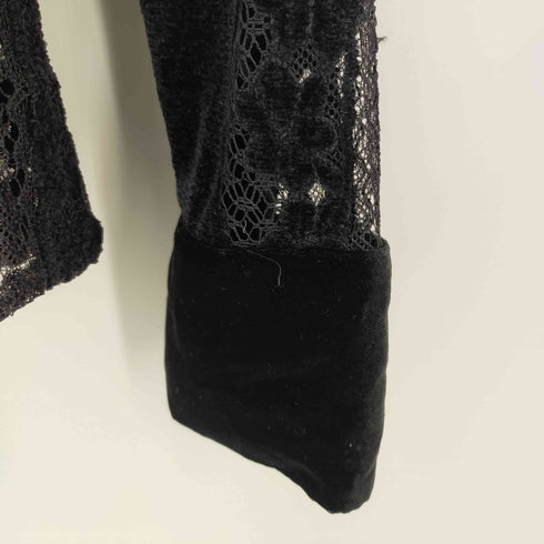 ザラ ZARA レース ベロア スキッパーシャツ レディース import:M