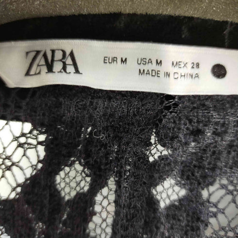 ザラ ZARA レース ベロア スキッパーシャツ レディース import:M