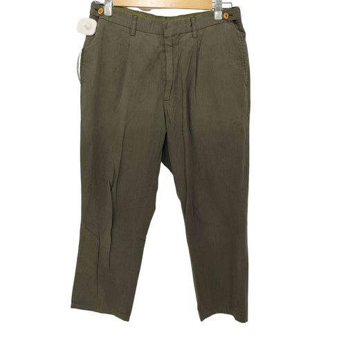 ベルウィッチ BERWICH cognac 1p シンチバック 1タックストレートパンツ army レディース 46