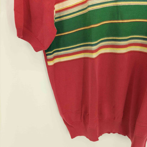 ポロバイラルフローレン Polo by RALPH LAUREN ラスタカラーボーダーニットポロシャツ メンズ import:M