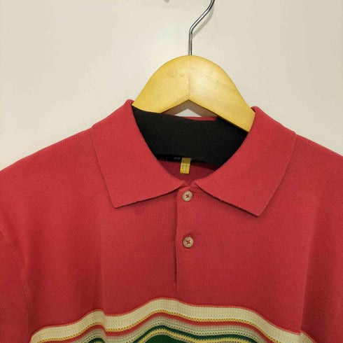 ポロバイラルフローレン Polo by RALPH LAUREN ラスタカラーボーダーニットポロシャツ メンズ import:M