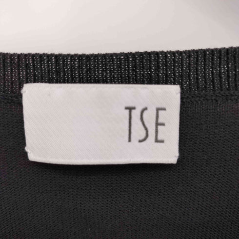 TSE 総柄クルーネック半袖コットンニット レディース S