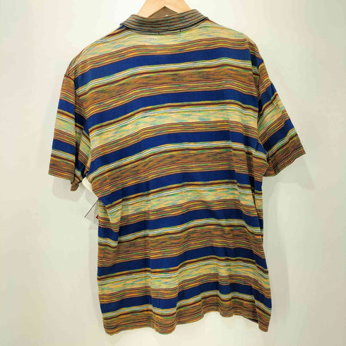 ミッソーニ MISSONI 80-90s イタリア製 マルチボーダー半袖コットンポロシャツ メンズ M