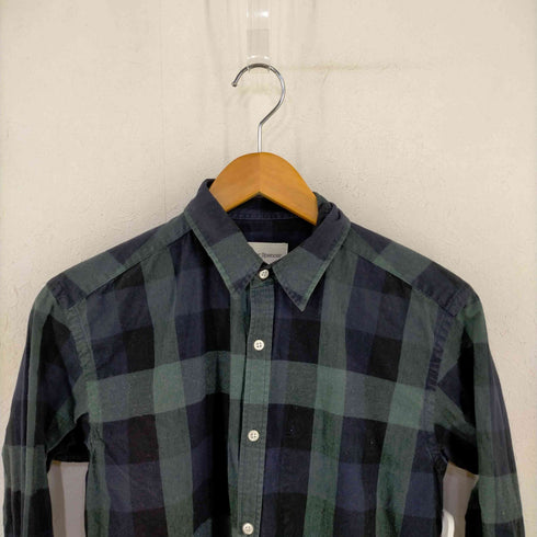 オリバースペンサー Oliver Spencer MADE IN PORTUGAL マチ付き フェイクポケット チェックL/Sシャツ メンズ 14.5