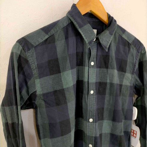 オリバースペンサー Oliver Spencer MADE IN PORTUGAL マチ付き フェイクポケット チェックL/Sシャツ メンズ 14.5