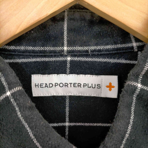 ヘッドポータープラス HEAD PORTER PLUS サイドピスネーム シェルボタン ボタンダウンコットンチェックL/Sネルシャツ ウィンドウ・ペン メンズ