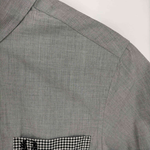 フレッドペリー FRED PERRY Slim Fit ロゴ刺繍 チェック ボタンダウン半袖シャツ メンズ import:XS