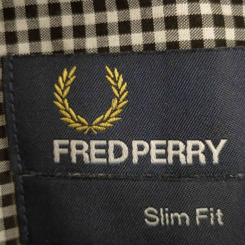 フレッドペリー FRED PERRY Slim Fit ロゴ刺繍 チェック ボタンダウン半袖シャツ メンズ import:XS