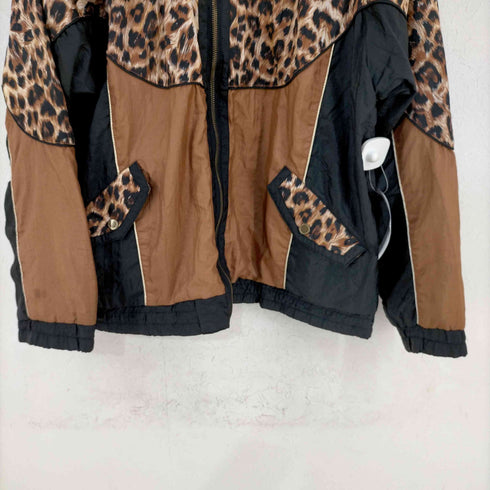 ACTIVE FRONTIER 90s MADE IN RUSSIA ワッシャーナイロン レオパード柄切替ブルゾン メンズ import:M