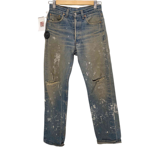 リーバイス Levis MADE IN USA 552刻印 501 ペンキ加工ボタンフライデニム メンズ W29 L34
