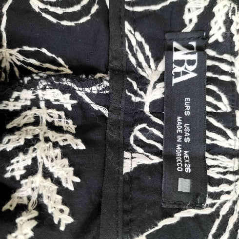 ザラ ZARA エンブロイダリークロップドストレートフィットパンツ レディース JPN:S