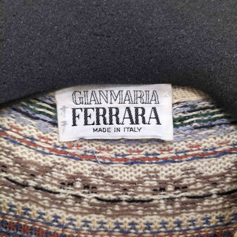 FERRARA 80-90sイタリア製 フェアアイル柄 ニットポロシャツ メンズ