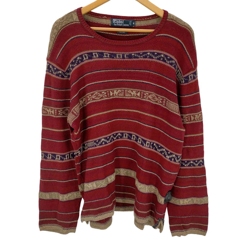 ポロバイラルフローレン Polo by RALPH LAUREN エスニック柄 シルクリネンニット メンズ import:M