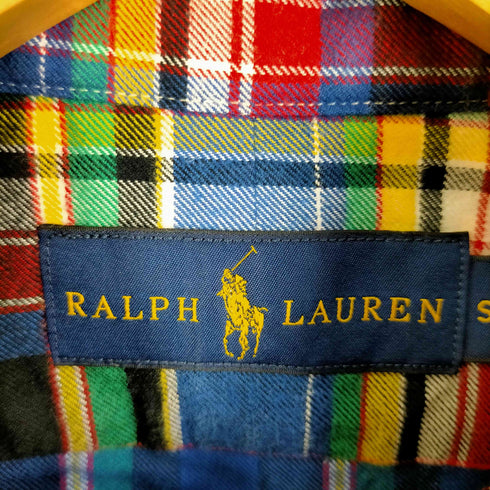 ラルフローレン RALPH LAUREN マルチカラーチェックボタンダウンフランネルシャツ plaid b.d.shirts メンズ JPN:S