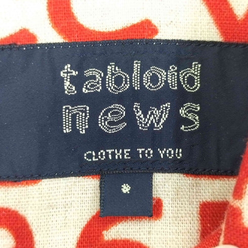タブロイドニュース tabloid news 文字総柄 BD S/S リネン混シャツ メンズ