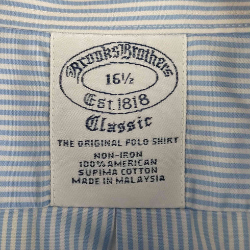 ブルックスブラザーズ BROOKS BROTHERS ノンアイロン スーピマコットンストライプボタンダウンシャツ メンズ 16 1/2