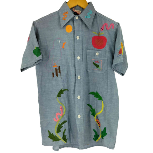 ELY 70s made in usa 刺繍加工 s/s シャンブレーシャツ メンズ 18
