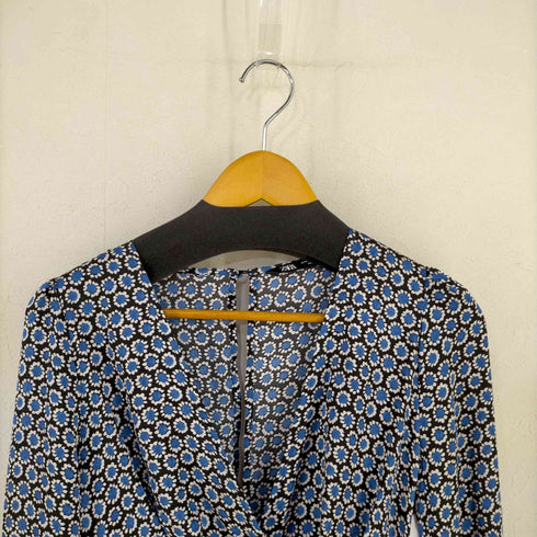 ザラ ZARA バックオープン ボタニカル柄サテンジャンプスーツ レディース import:S