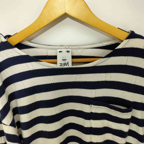 エックスガール X-girl ボタンスリーブボーダークルーネックTシャツ レディース JPN:1