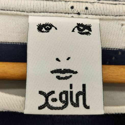 エックスガール X-girl ボタンスリーブボーダークルーネックTシャツ レディース JPN:1
