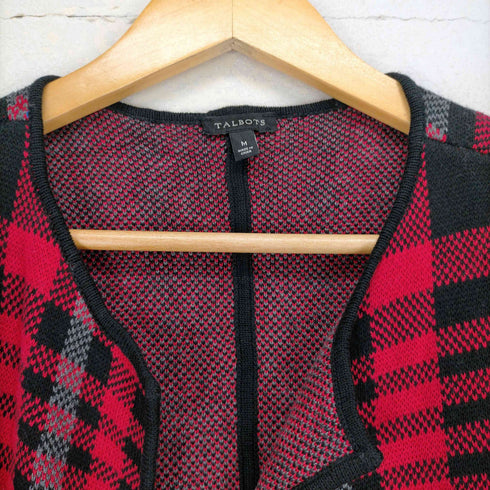 タルボット TALBOTS チェック柄ボタンレスニットジャケット レディース JPN:M