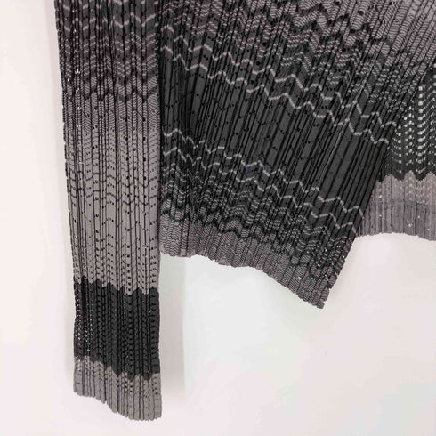 プリーツプリーズイッセイミヤケ PLEATS PLEASE ISSEY MIYAKE 2007AW プリーツ加工 ビッグカラー 1B ボーダーカーディガン レディース JPN:3