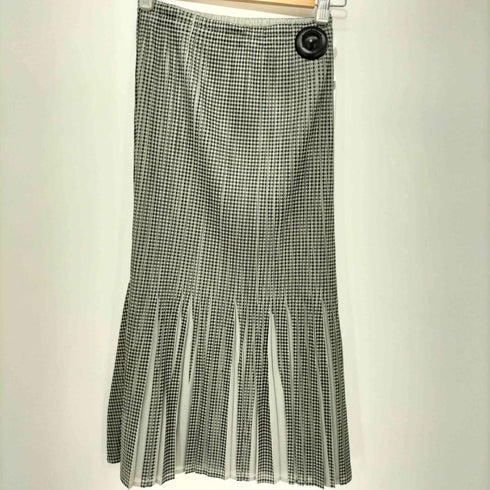 プリーツプリーズイッセイミヤケ PLEATS PLEASE ISSEY MIYAKE 2002SS プリーツ加工 ギンガムチェック スリットプリーツ ロングスカート レディース JPN:1