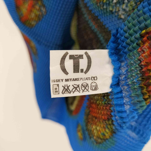 プリーツプリーズイッセイミヤケ PLEATS PLEASE ISSEY MIYAKE 2001SS 鳥 総柄 ワッフルプリーツ プリント クルーネック ショートスリーブTシャツ レディース JPN:3