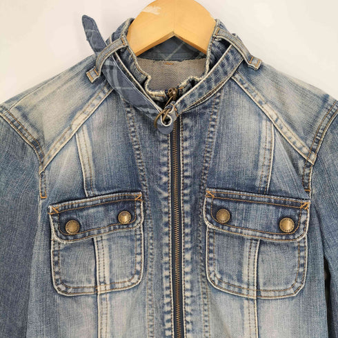 バーバリーブルーレーベル BURBERRY BLUE LABEL デニム シングルライダースジャケット レディース EUR:38
