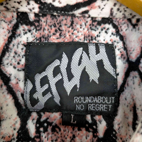 レフラー Leflah ヘビ柄ノーカラーシャツ メンズ JPN:L