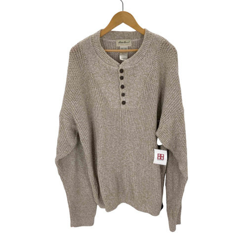 エディーバウアー Eddie Bauer 90s USA製 白タグ ヘンリーネック ローゲージニット メンズ JPN:L